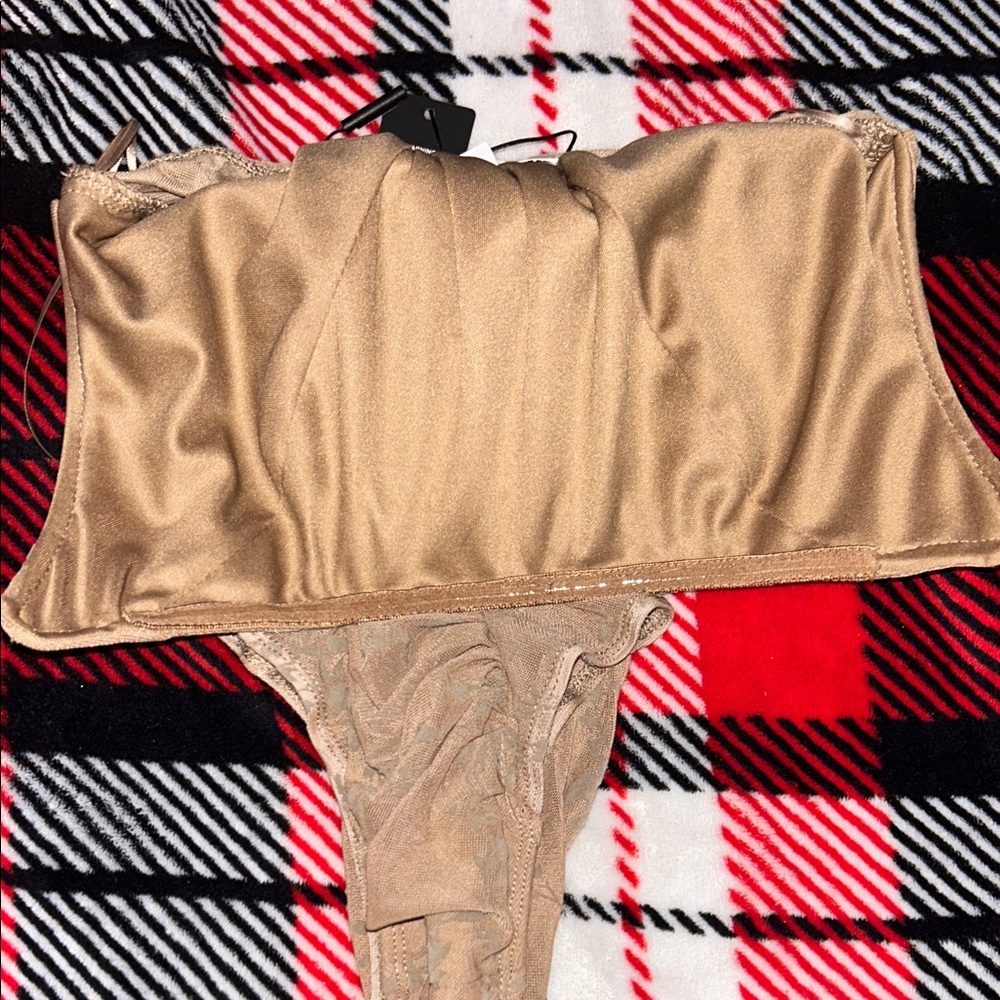 Tan Ruched Bodysuit - Picture 4 of 6